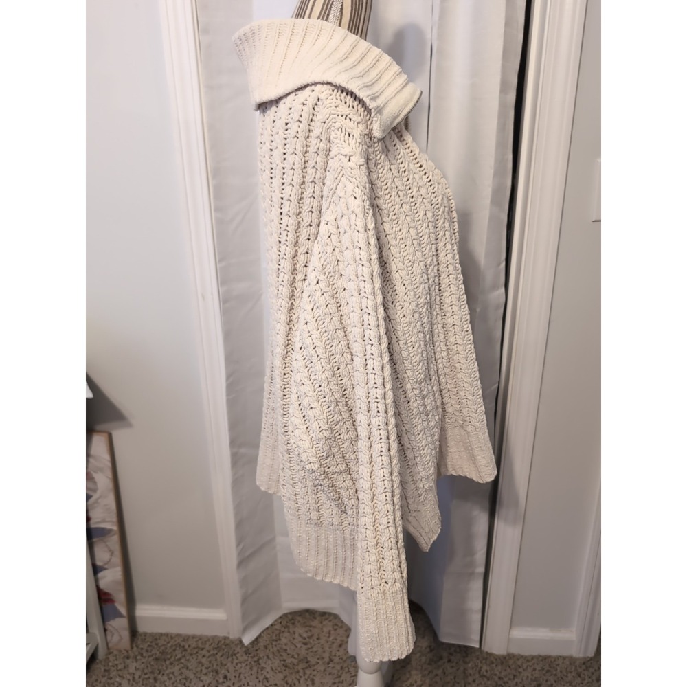 AERIE Cable Knit Cream 1/4 Zip Oversized Chunky Knit Sweater Lightweight Sz XL‎ - Picture 9 of 15